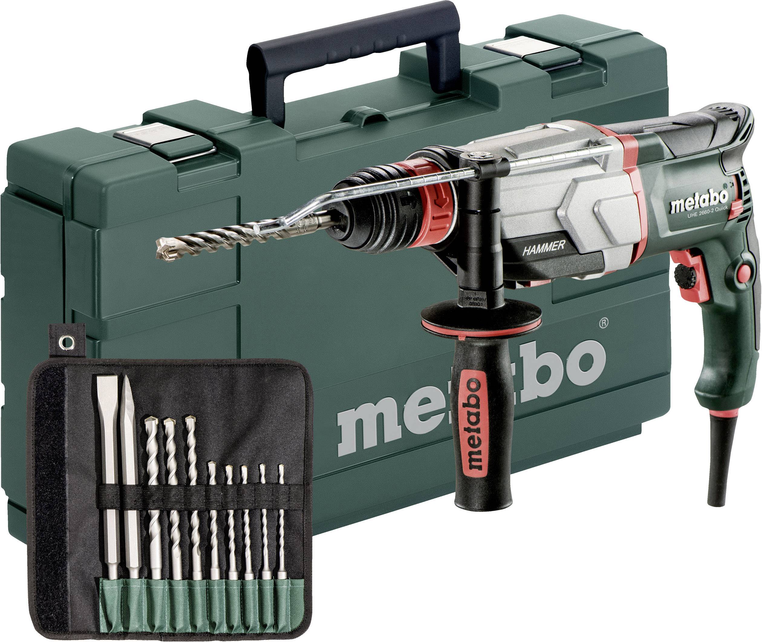 Metabo UHE 2660-2 Quick Set SDS-Plus-Meißelhammer, Bohrhammer, Kombihammer 800W inkl. Koffer, mit Zubehör