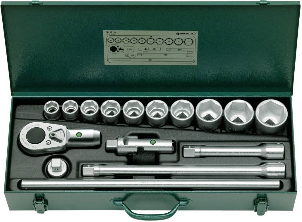 Stahlwille 55/10/6 Steckschlüsselsatz metrisch 3/4" (20 mm) 16teilig 96050104