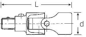 Technische Zeichnung eines Bauteils mit Längenangaben 'L' und 'd'. Darstellung zeigt eine seitliche Ansicht des zylindrischen Elements.