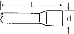 Diagramm eines Zylinders mit Maßen; Länge 'L' und Durchmesser 'd' sind angegeben.