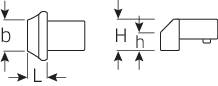 Eine schwarz-weiße technische Zeichnung von zwei unterschiedlichen Bauteilen mit Pfeilen und Maßangaben.