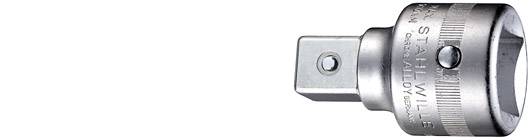 Metalladapter mit sechseckigem Steckkopf und zylindrischem Griff, markiert mit 'STAHLWILLE ALLOY GERMANY', für Werkzeugbefestigung.