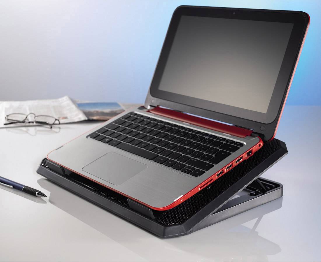 Hama Black Notebook-Ständer mit Kühlfunktion neigbar