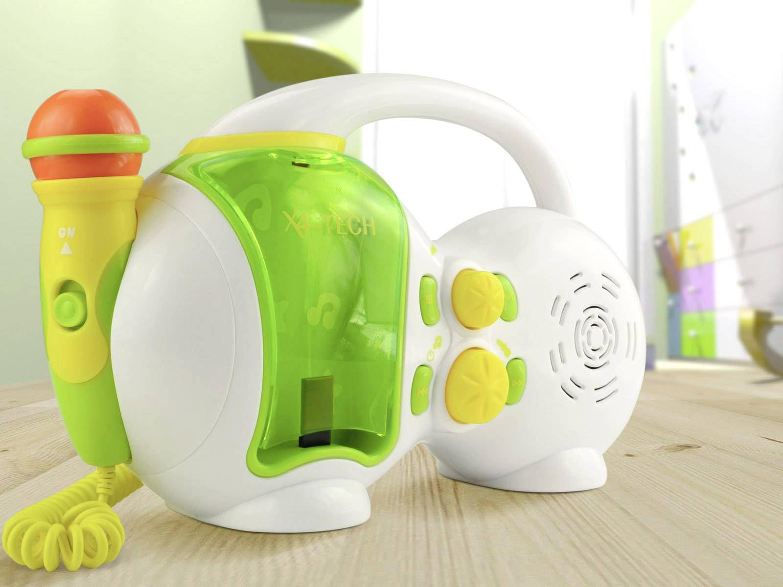 X4 Tech Bobby Joey USB Karaoke-Anlage USB Inkl. Karaoke-Funktion, Inkl. Mikrofon Weiß, Grün