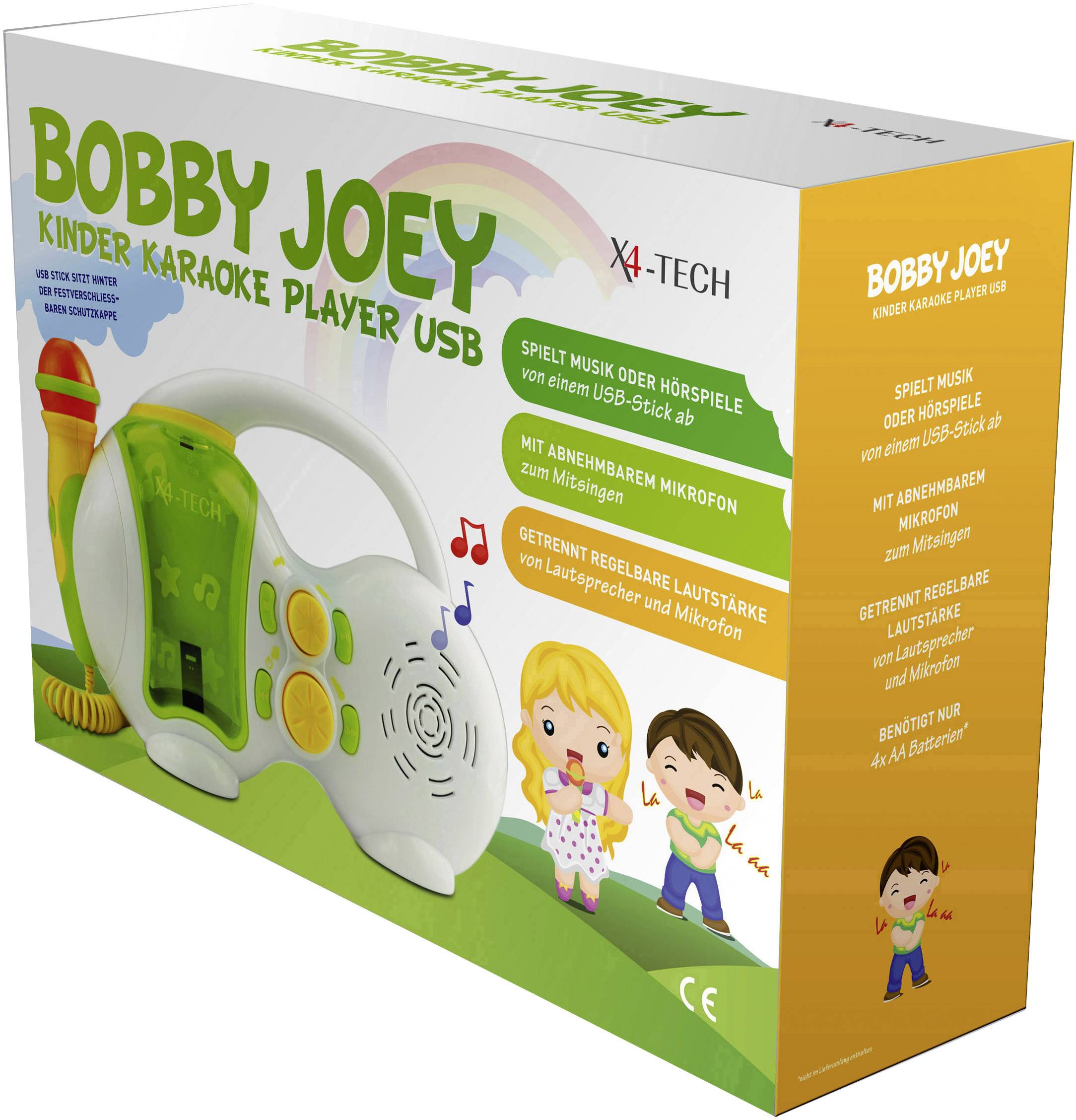 X4 Tech Bobby Joey USB Karaoke-Anlage USB Inkl. Karaoke-Funktion, Inkl. Mikrofon Weiß, Grün