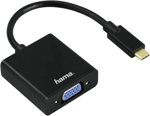 Hama USB / VGA Adapter [1x USB-C™ Stecker - 1x VGA-Buchse] Schwarz vergoldete Steckkontakte 10.00c