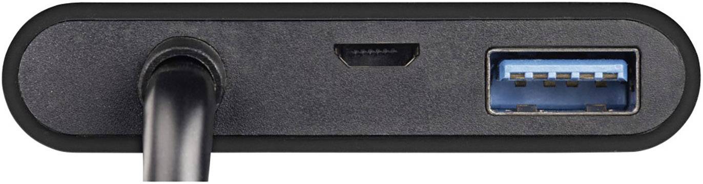 Hama 00135729 USB / HDMI Adapter [1x USB-C® Stecker - 2x USB 3.2 Gen 1 Buchse A (USB 3.0), HDMI-Buchse, USB-C® Buchse] Schwarz vergoldete Steckkonta