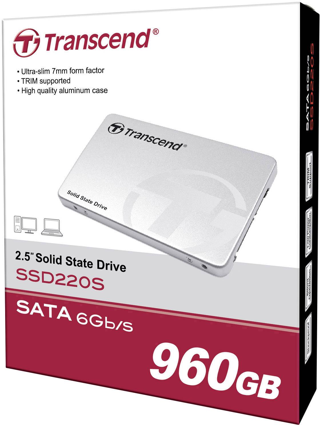 Transcend 960 GB Interne SATA SSD 6.35 cm (2.5 Zoll) SATA 6 Gb/s Retail TS960GSSD220S