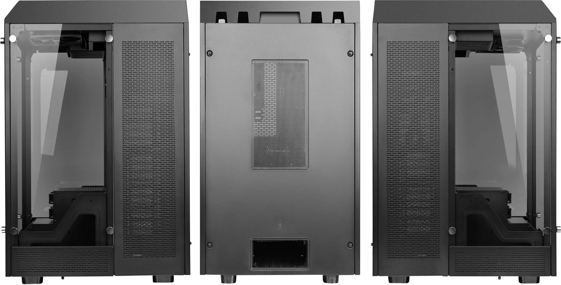 Thermaltake The Tower 900 Full Tower PC-Gehäuse Schwarz 2 Vorinstallierte LED Lüfter, LCS Kompatibel, Seitenfenster