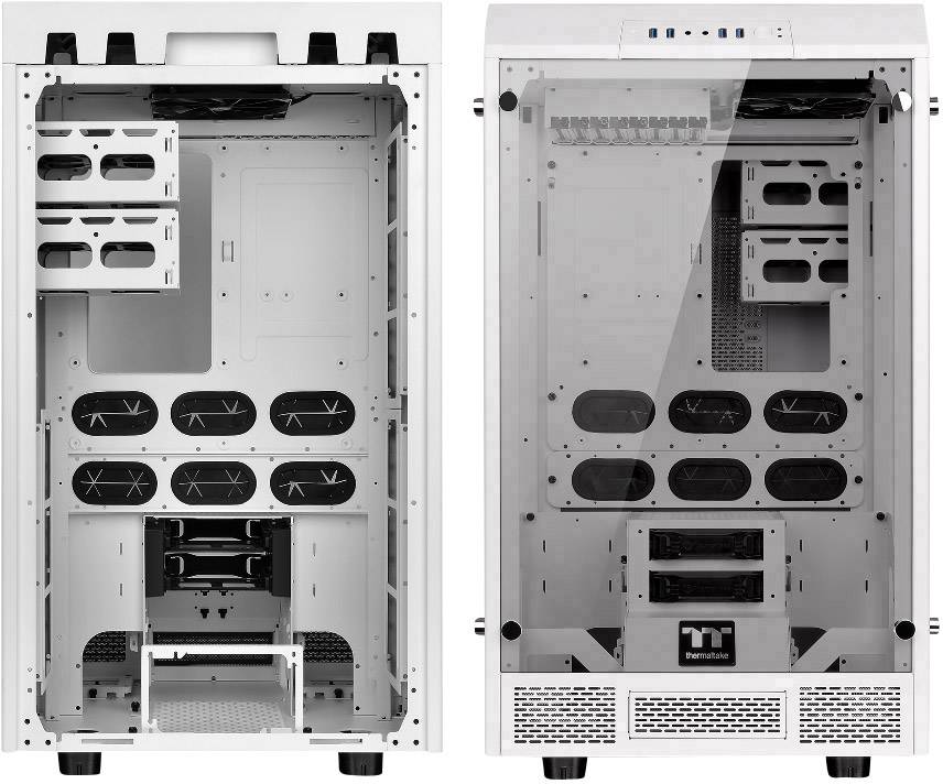 Thermaltake The Tower 900 Full Tower Gaming-Gehäuse Weiß 2 Vorinstallierte LED Lüfter, LCS Kompatibel, Seitenfenster, Werkzeugfreie Festplattenins