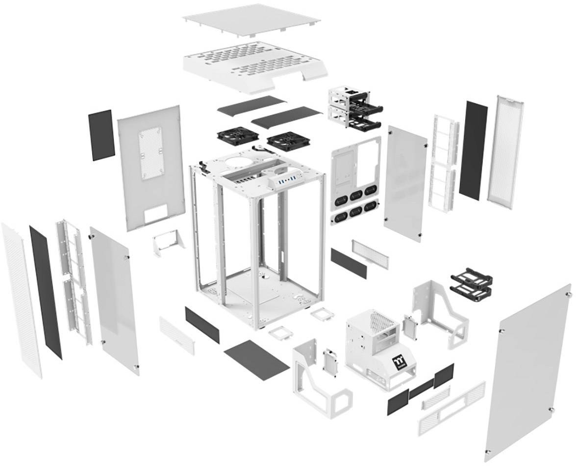 Thermaltake The Tower 900 Full Tower Gaming-Gehäuse Weiß 2 Vorinstallierte LED Lüfter, LCS Kompatibel, Seitenfenster