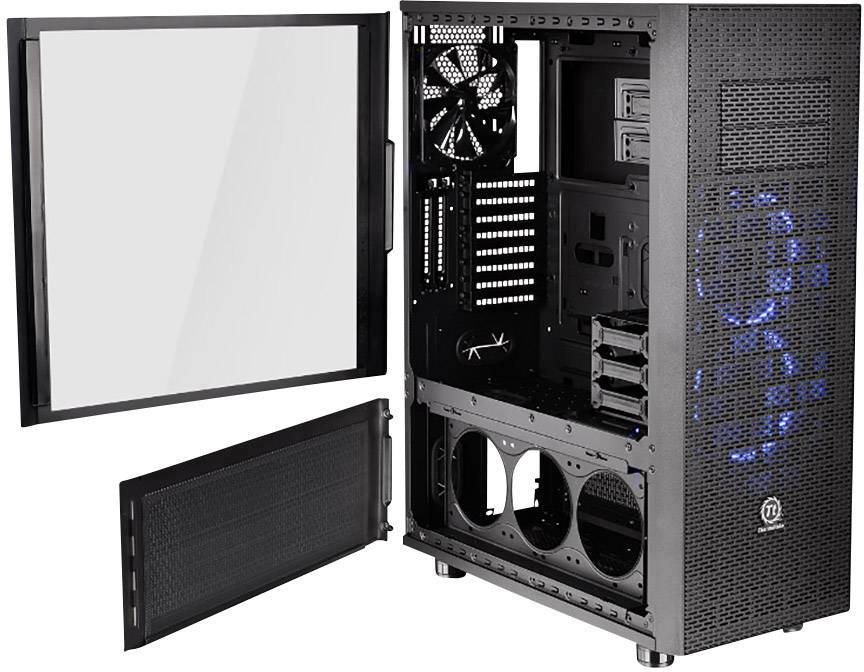 Thermaltake Core X71 TG Full Tower PC-Gehäuse Schwarz 2 Vorinstallierte LED Lüfter, 1 vorinstallierter Lüfter, Seitenfenster