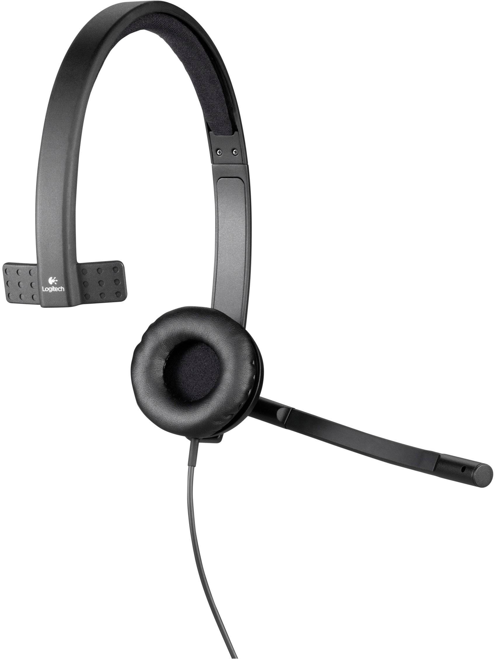 Ein schwarzes, einseitiges Headset mit Mikrofon, das sich an einem verstellbaren Bügel befindet. Ideal für Kommunikation oder Gaming.