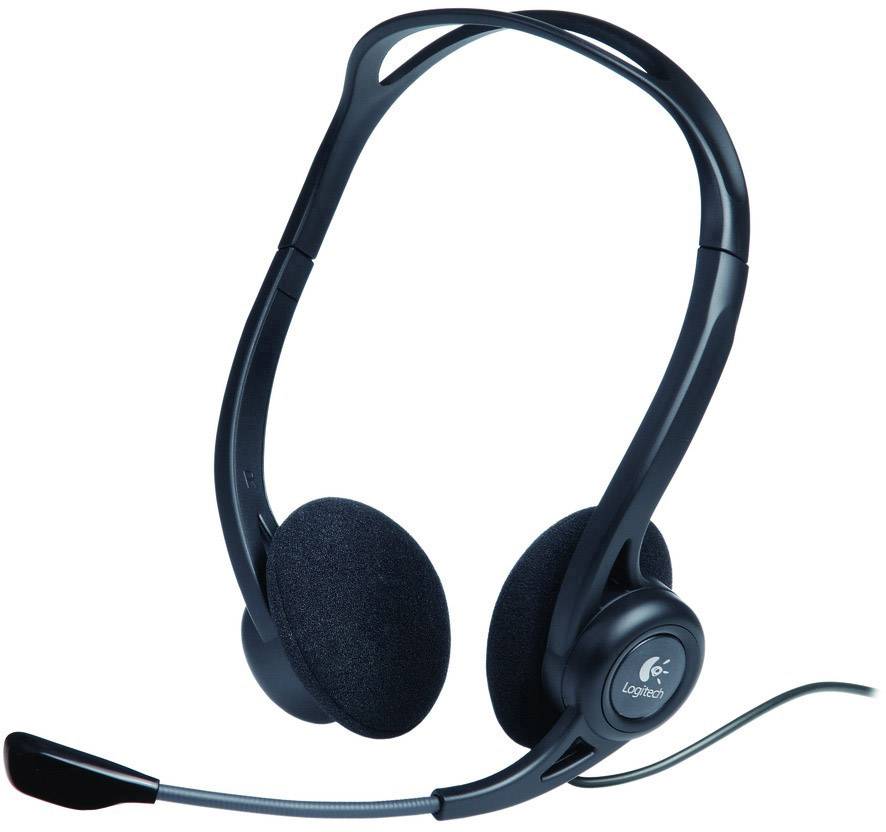 Ein schwarzes Computer-Headset mit Mikrofonarm, geschlossener Ohrmuschel-Design, geeignet für Audioanrufe und Musik.