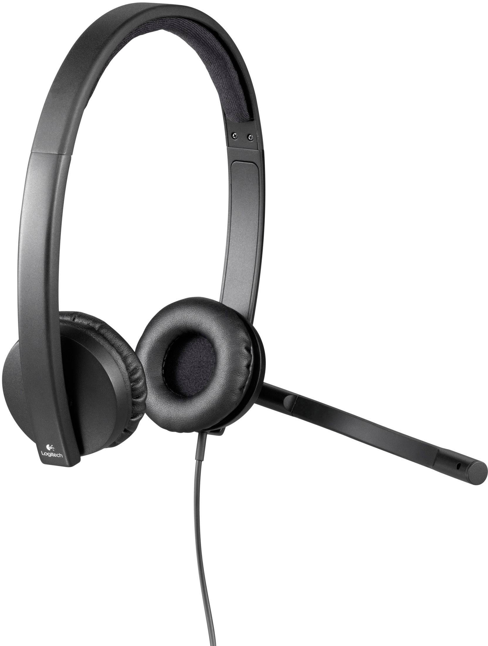 Schwarzes Headset mit verstellbarem Mikrofon und gepolsterten Ohrmuscheln. Design für Audioanrufe und Videokonferenzen.