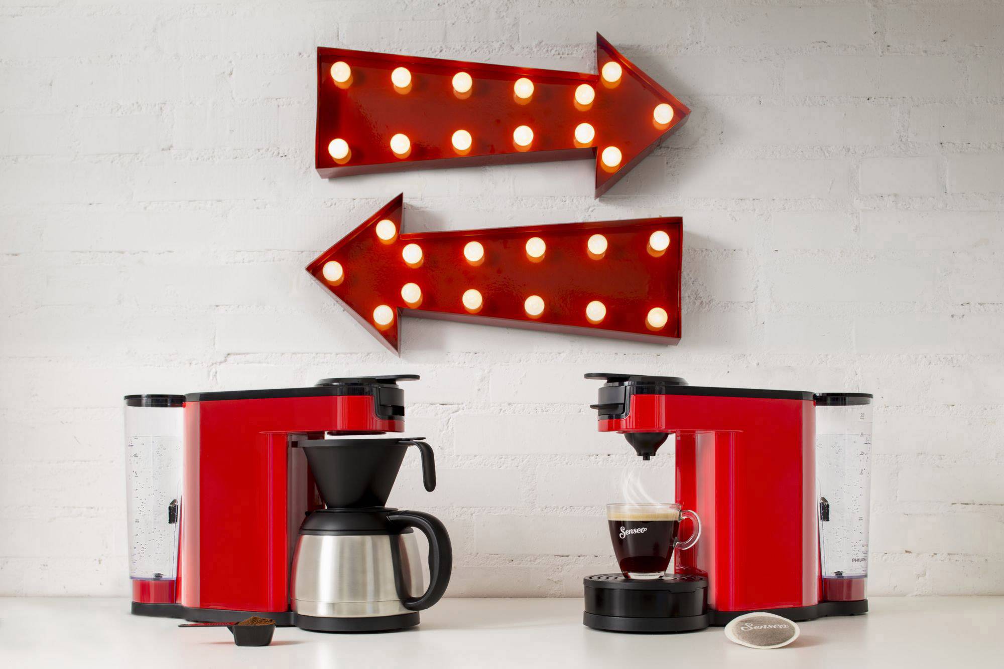 SENSEO® New Switch HD6592/80 Kaffeepadmaschine Rot mit Filterkaffee-Funktion