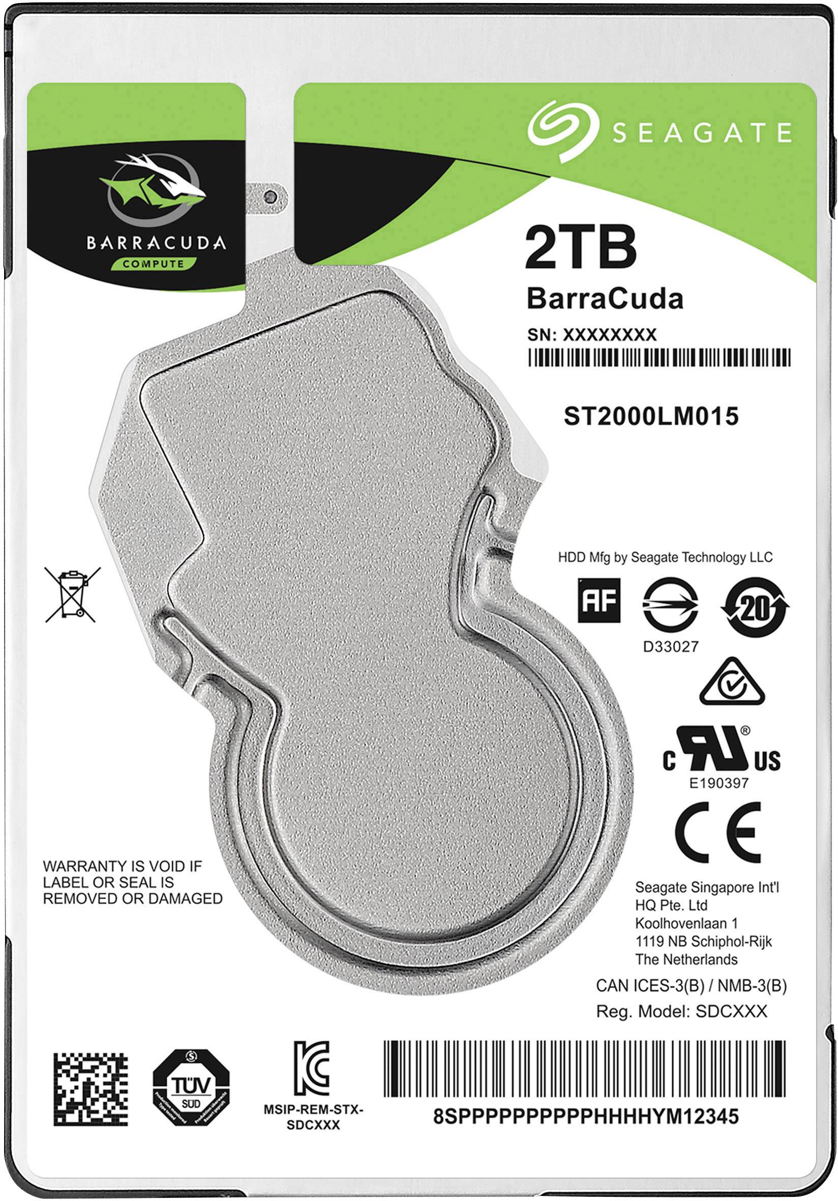 Seagate BarraCuda® 2TB Interne Festplatte 6.35cm (2.5 Zoll) SATA 6 Gb/s ST2000LM015 Bulk