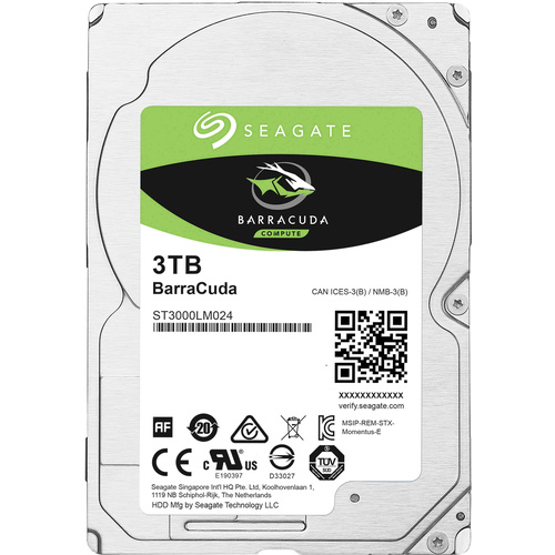 Seagate BarraCuda® 3TB Interne Festplatte 6.35cm (2.5 Zoll) SATA III ST3000LM024 Bulk