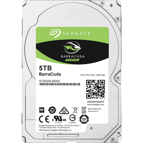 Seagate BarraCuda® 5TB Interne Festplatte 6.35cm (2.5 Zoll) SATA III ST5000LM000 Bulk