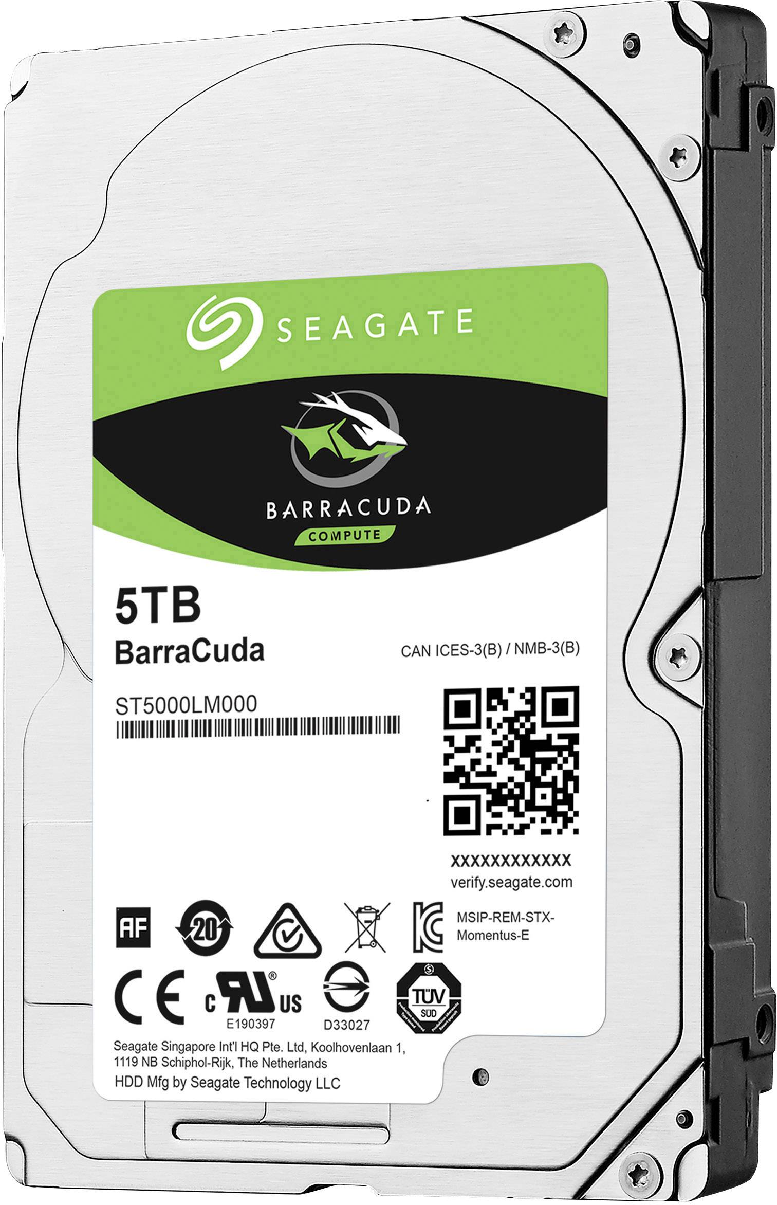 Seagate BarraCuda® 5TB Interne Festplatte 6.35cm (2.5 Zoll) SATA III ST5000LM000 Bulk