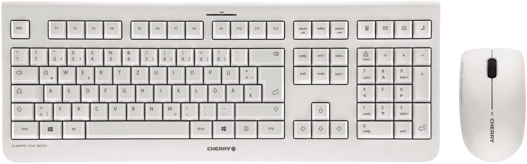CHERRY DW 3000 Funk Tastatur, Maus-Set Deutsch, QWERTZ Weiß
