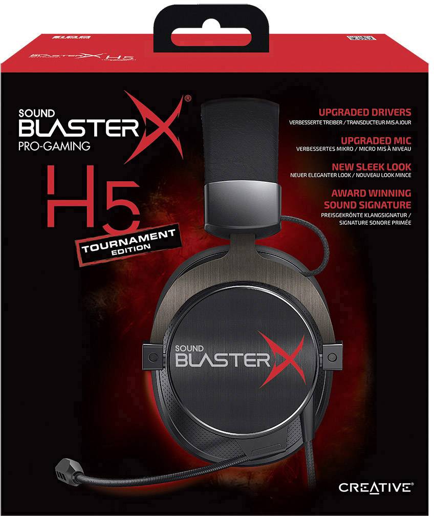 Sound BlasterX Sound BlasterX H5 Tournament Gaming Headset 3.5 mm Klinke schnurgebunden, Stereo Over Ear Schwarz