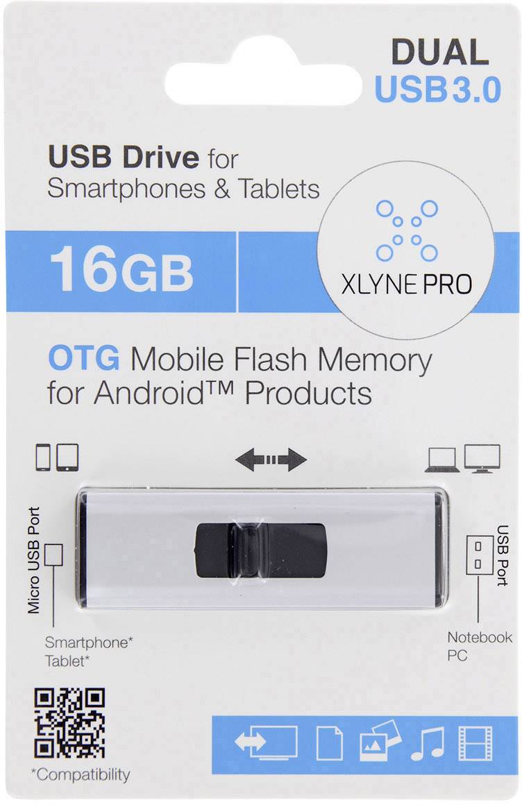 Xlyne "OTG" USB-Zusatzspeicher Smartphone/Tablet Silber 16GB USB 3.2 Gen 1 (USB 3.0), Micro USB 2.0