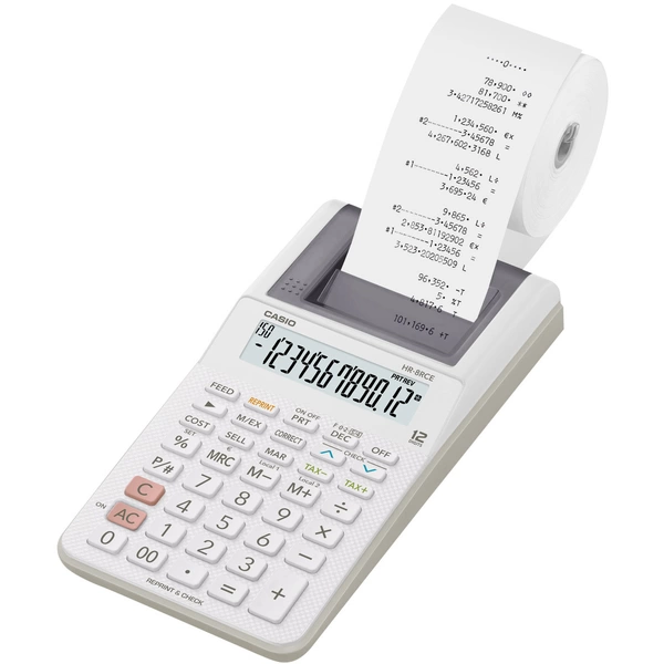 Casio HR-8RCE-WE Druckender Tischrechner Weiß Display (Stellen): 12 batteriebetrieben, netzbetrieben (Optional) (B x H x T) 102 Casio HR-8RCE-WE Druckender Tischrechner Weiß Display (Stellen): 12 batteriebetrieben, netzbetrieben (Optional) (B x H x T) 102