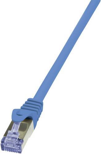 LogiLink RJ45 Netzwerk Anschlusskabel CAT 6a S/FTP 1.00m Blau Flammwidrig, Halogenfrei, mit Rastnase