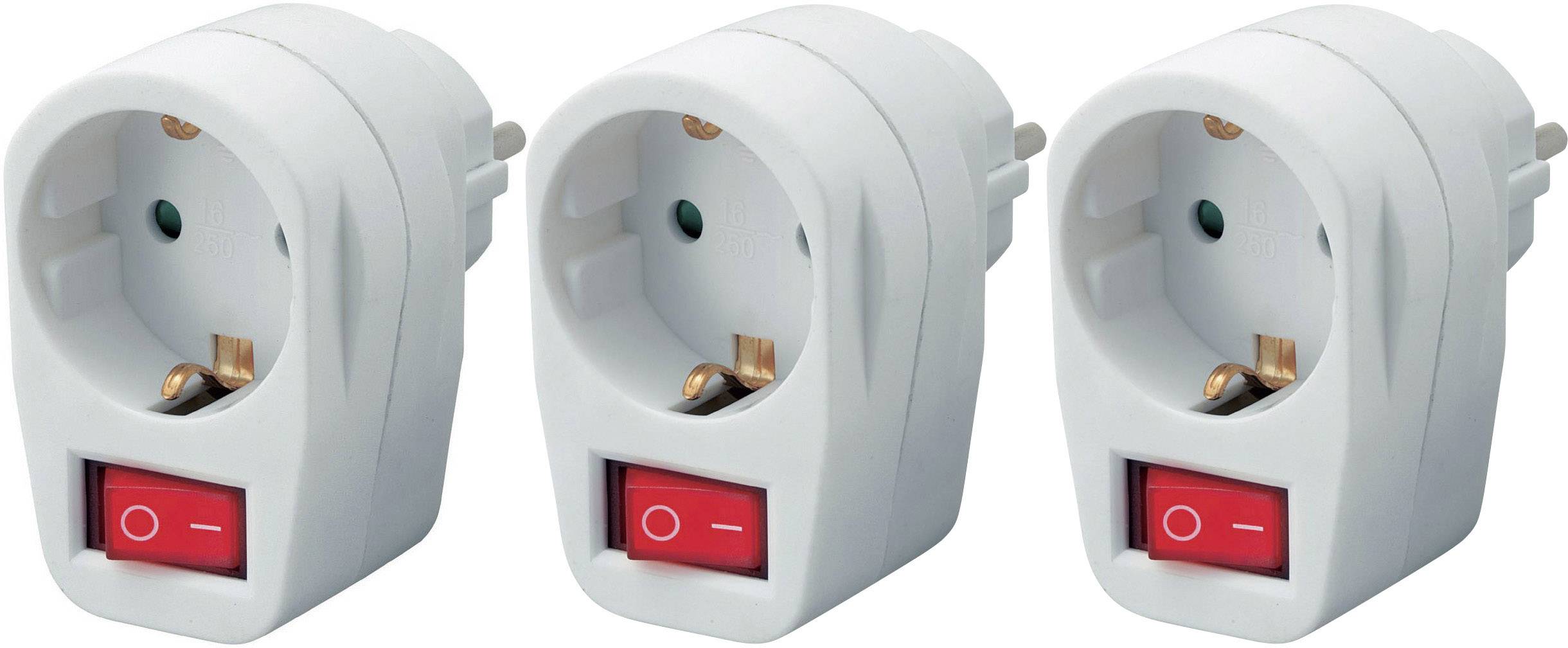 Basetech 7627115 Schaltbare Zwischensteckdose 3er Set 1polig Weiß