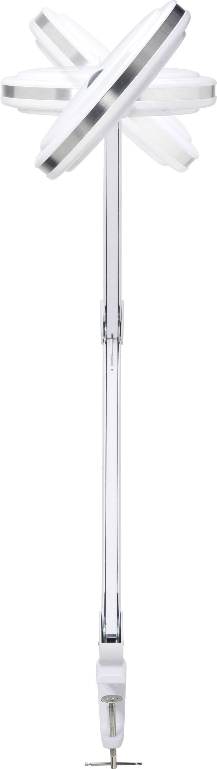 Verstellbare, moderne LED-Schreibtischlampe mit mehreren Drehgelenken, die optimale Beleuchtung auf Arbeitsflächen ermöglicht.