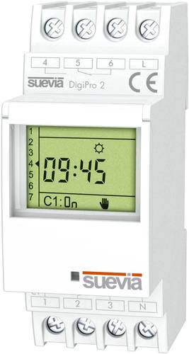 Suevia Zeitschaltuhr für Hutschiene 1 St. DigiPro 2 Schaltspannung (max.): 250 V/AC Schaltstrom (ma