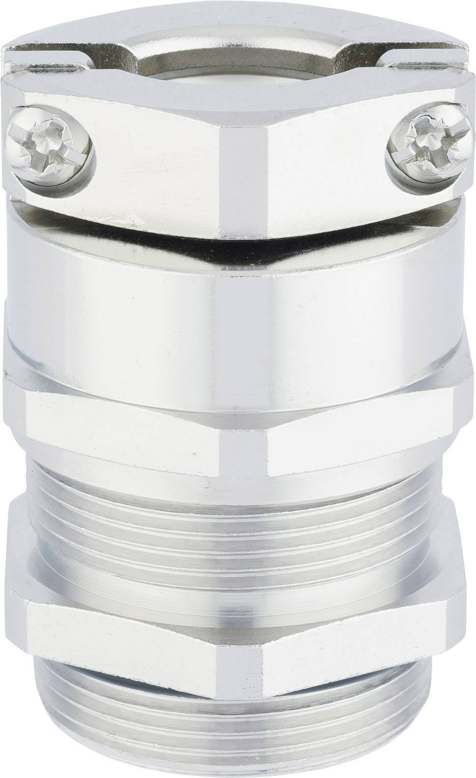 Metallverbindungselement in zylindrischer Form mit Befestigungsschrauben an der Oberseite, verwendet für industrielle Anwendungen.