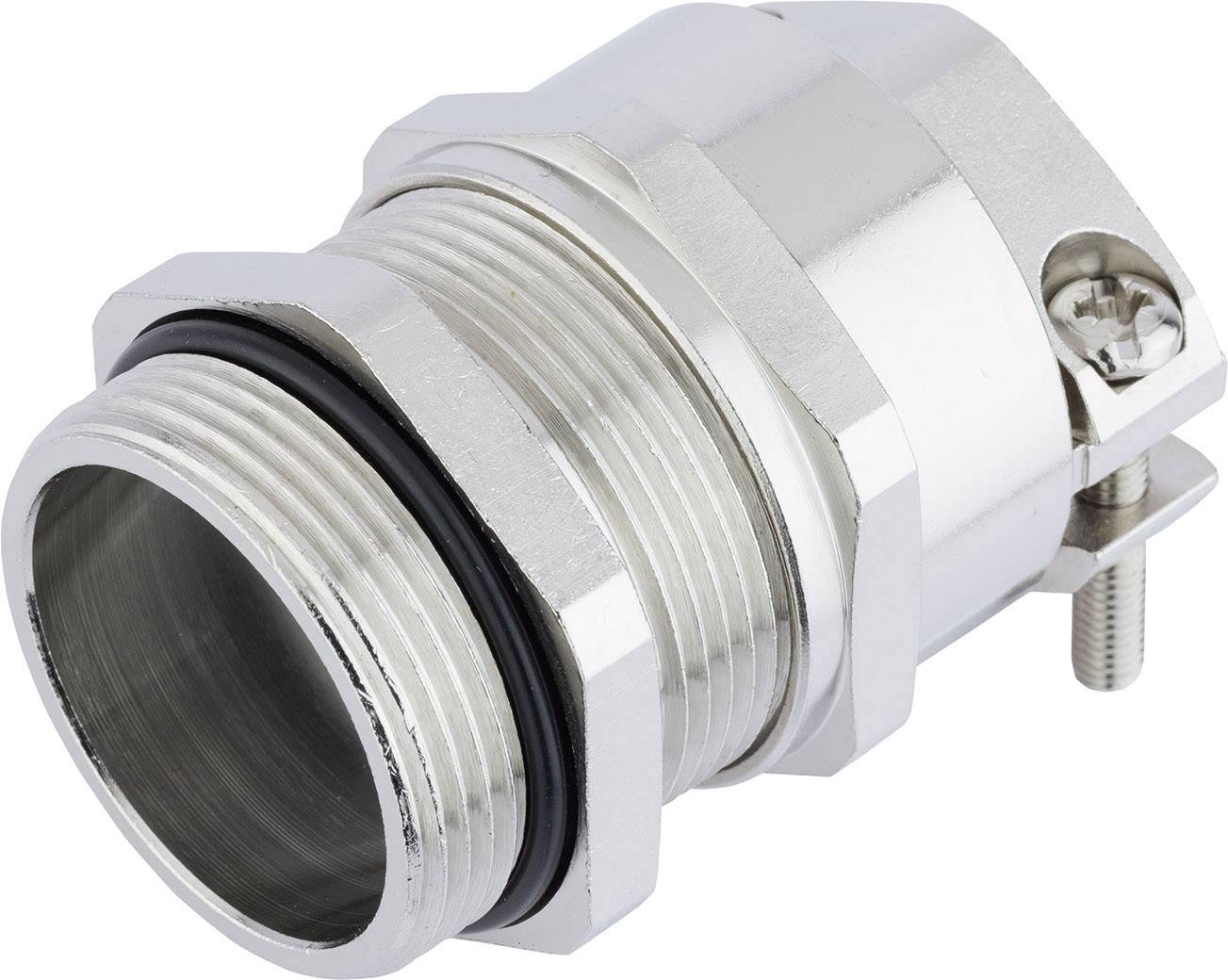 Metallene Kabelverschraubung mit Dichtung und Schraubgewinde, geeignet für Kabelmanagement und Schutz in elektrischen Anwendungen.