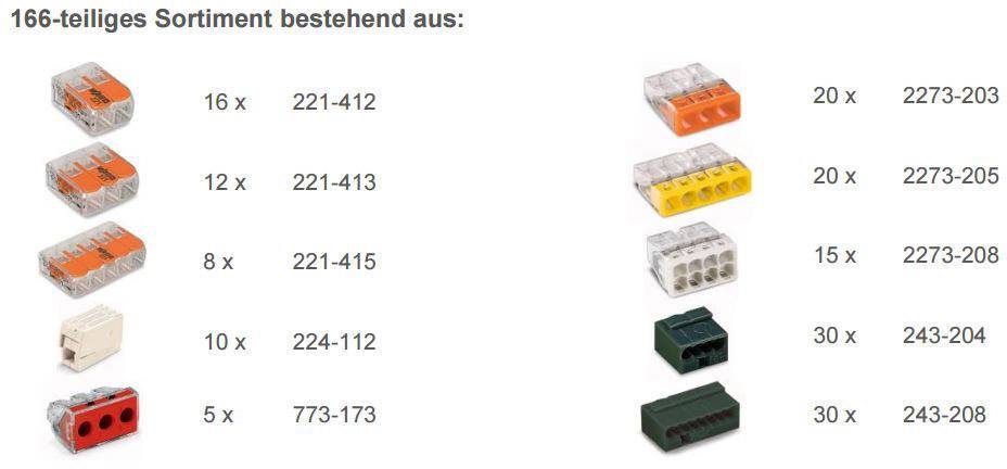 WAGO 887-950 Verbindungsklemmen-Sortiment flexibel: 0.14-6mm² starr: 0.2-6mm² Inhalt: 1 Set