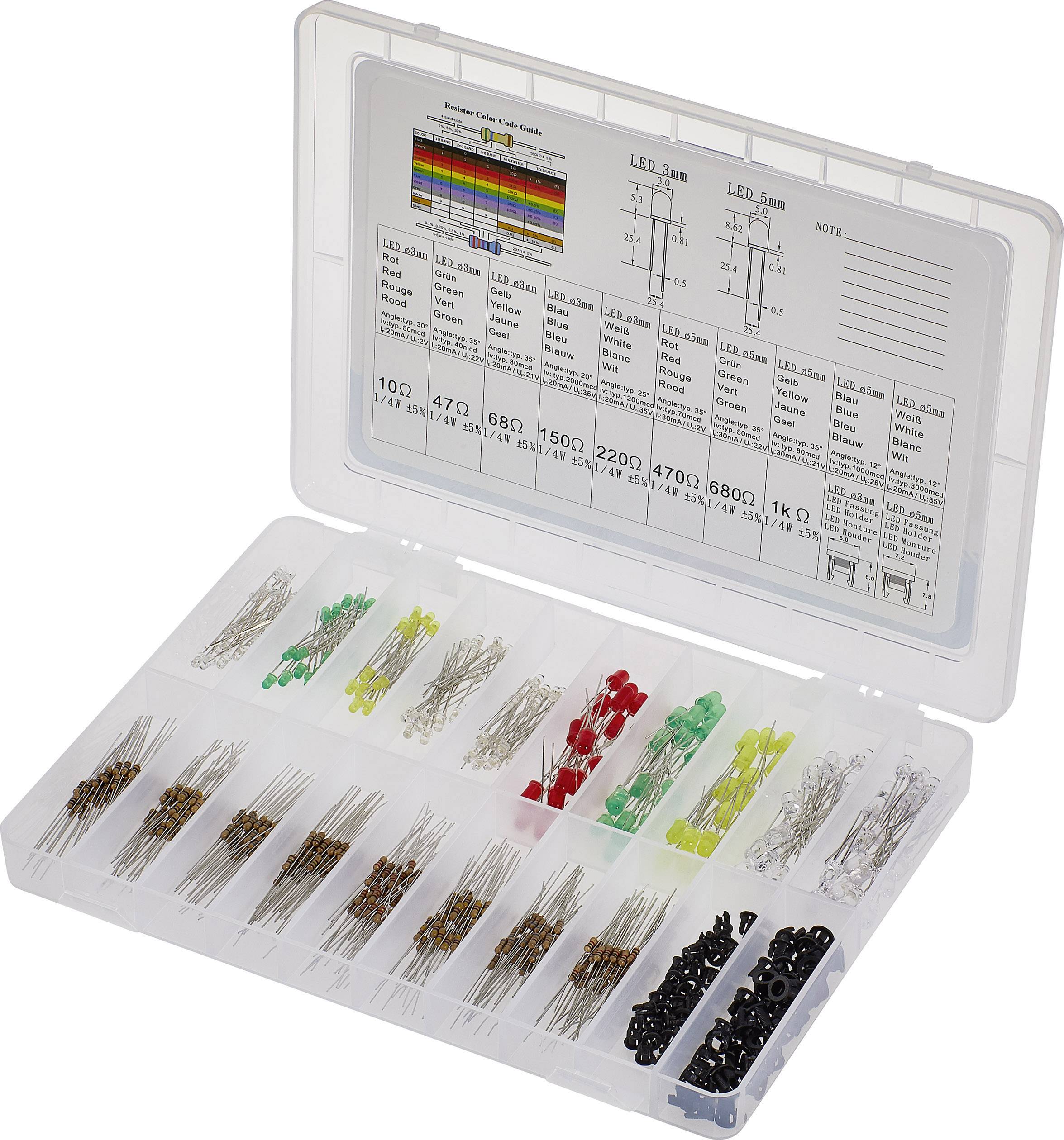 TRU COMPONENTS 1526175 LED-Sortiment Rot, Grün, Gelb, Blau, Weiß Rund 3 mm, 5mm