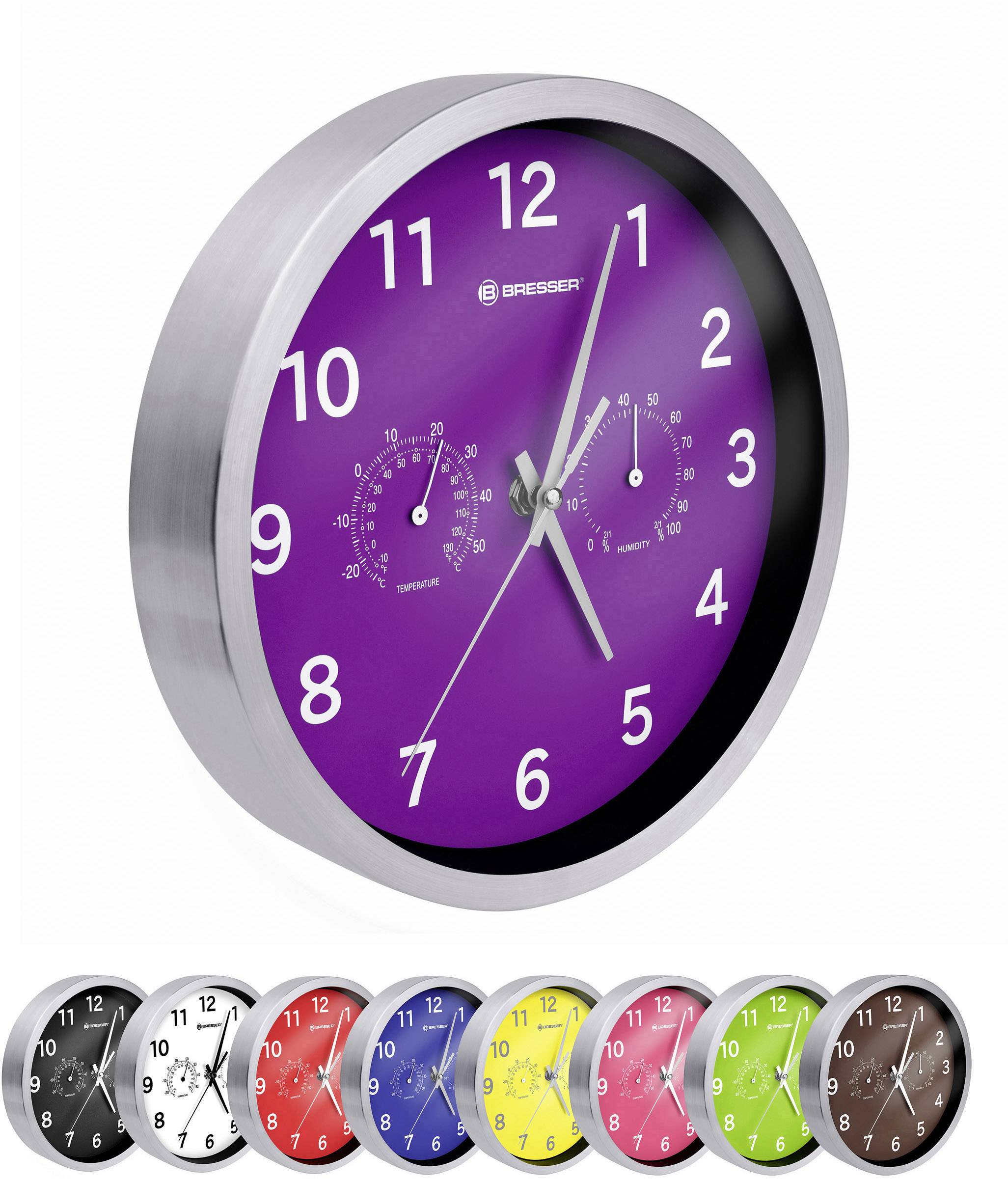 Bresser Optik 8020310TJ5000 Funk Wanduhr 250mm x 46mm Silber Schleichendes Uhrwerk (lautlos)