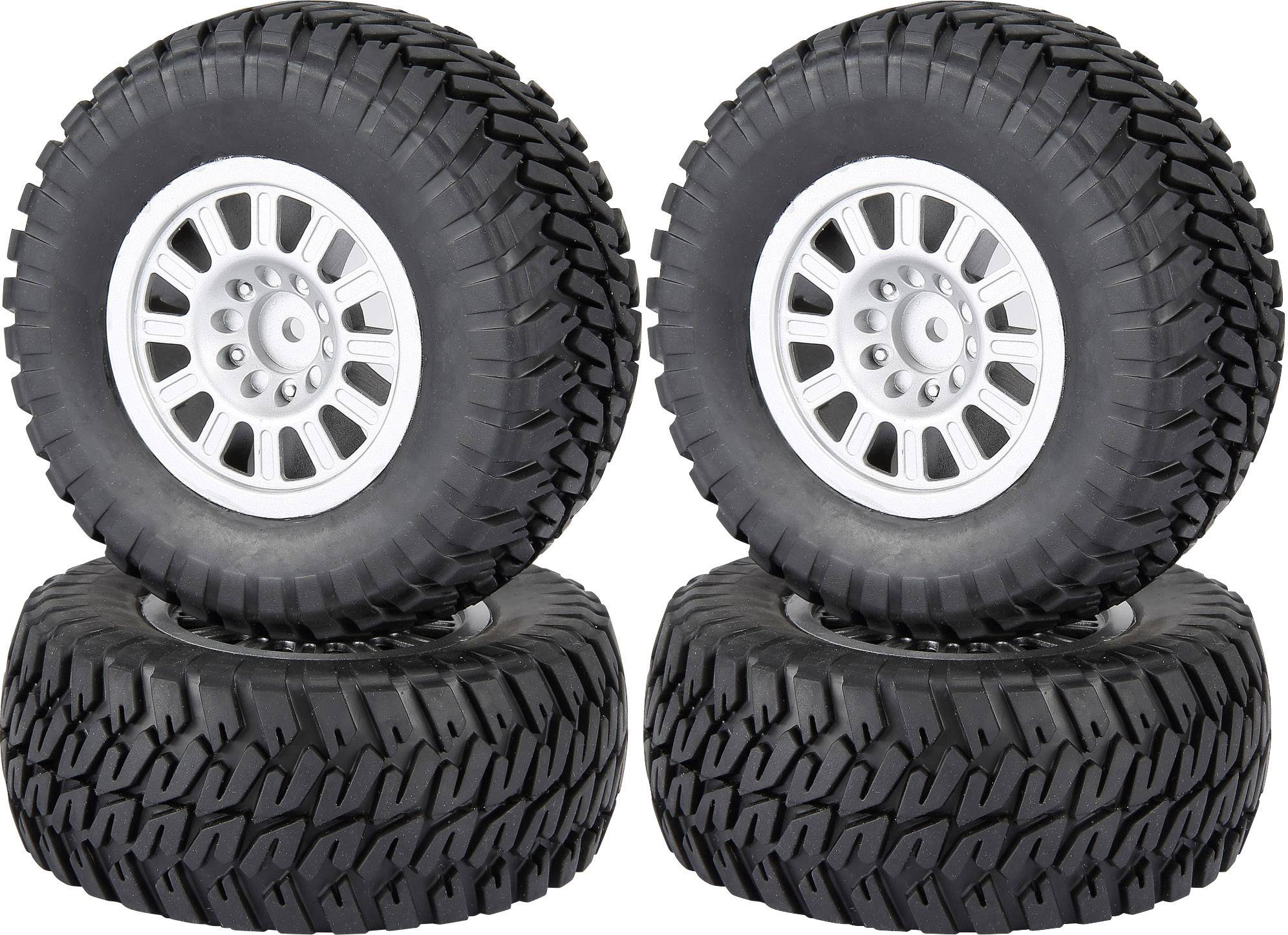 Reely 1:10 Buggy Kompletträder Block-Profil 12-Speichen Silber 4 St.