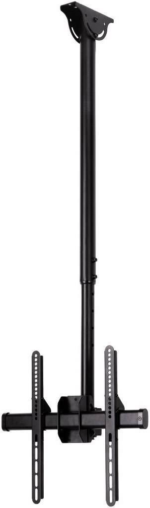 Deckenhalterung für Fernseher, schwarz, mit verlängerbarer Stange und Universalhalterungen. Geeignet für große Flachbildschirme.