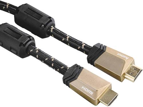 HDMI Anschlusskabel 0.75m vergoldete Steckkontakte, mit Ferritkern, Audio Return Channel Schwar