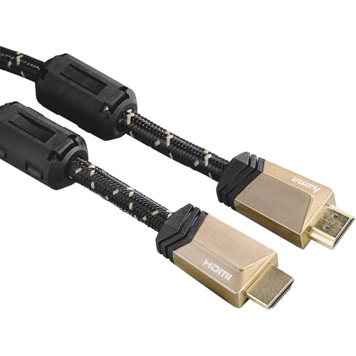 Hama HDMI Anschlusskabel HDMI-A Stecker, HDMI-A Stecker 1.50m Schwarz 00122210 vergoldete Steckkontakte, mit Ferritkern, Audio