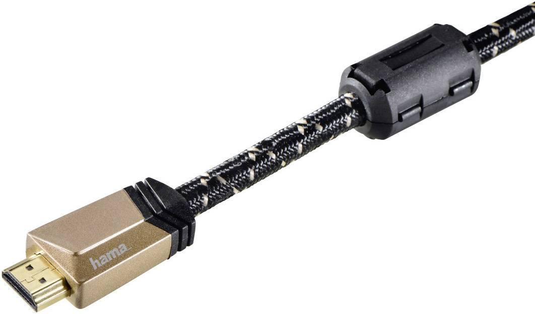 Hama HDMI Anschlusskabel HDMI-A Stecker, HDMI-A Stecker 1.50 m Schwarz 00122210 vergoldete Steckkontakte, mit Ferritkern, Audio Return Channel