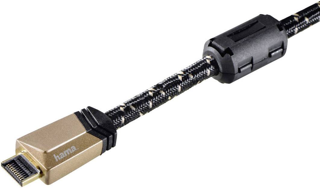 Hama HDMI Anschlusskabel HDMI-A Stecker, HDMI-A Stecker 3.00m Schwarz 00122211 vergoldete Steckkontakte, mit Ferritkern, Audio