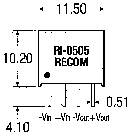 RECOM RI-0505S/P DC/DC-Wandler, Print 5 V/DC 5 V/DC 400 mA 2 W Anzahl Ausgänge: 1 x Inhalt 1 St.