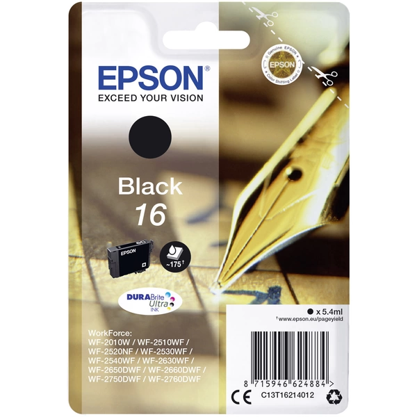 Epson Druckerpatrone T1621, 16 Original Schwarz C13T16214012 Epson Druckerpatrone T1621, 16 Original Schwarz C13T16214012