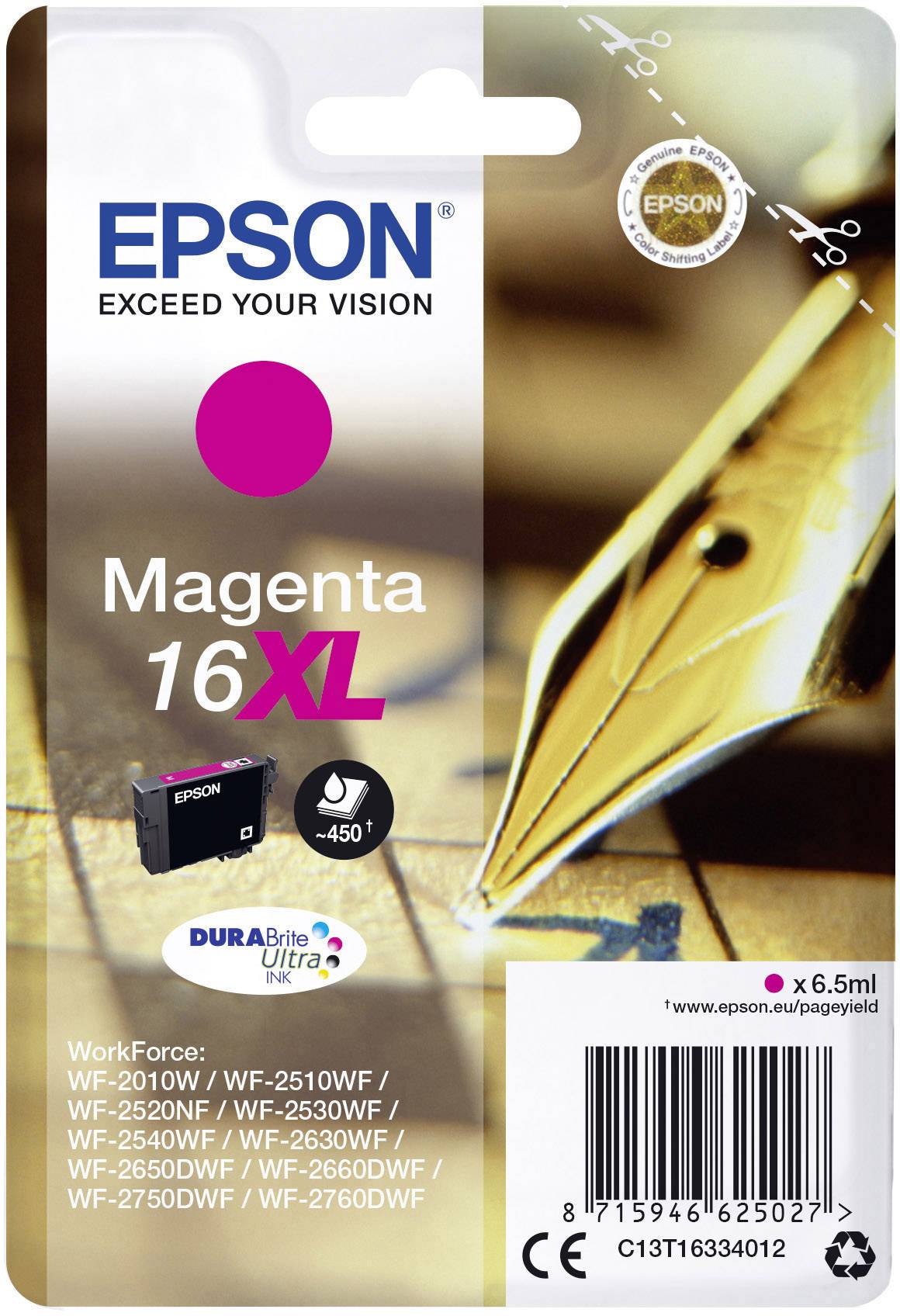 Epson Druckerpatrone T1633, 16XL Original Magenta C13T16334012