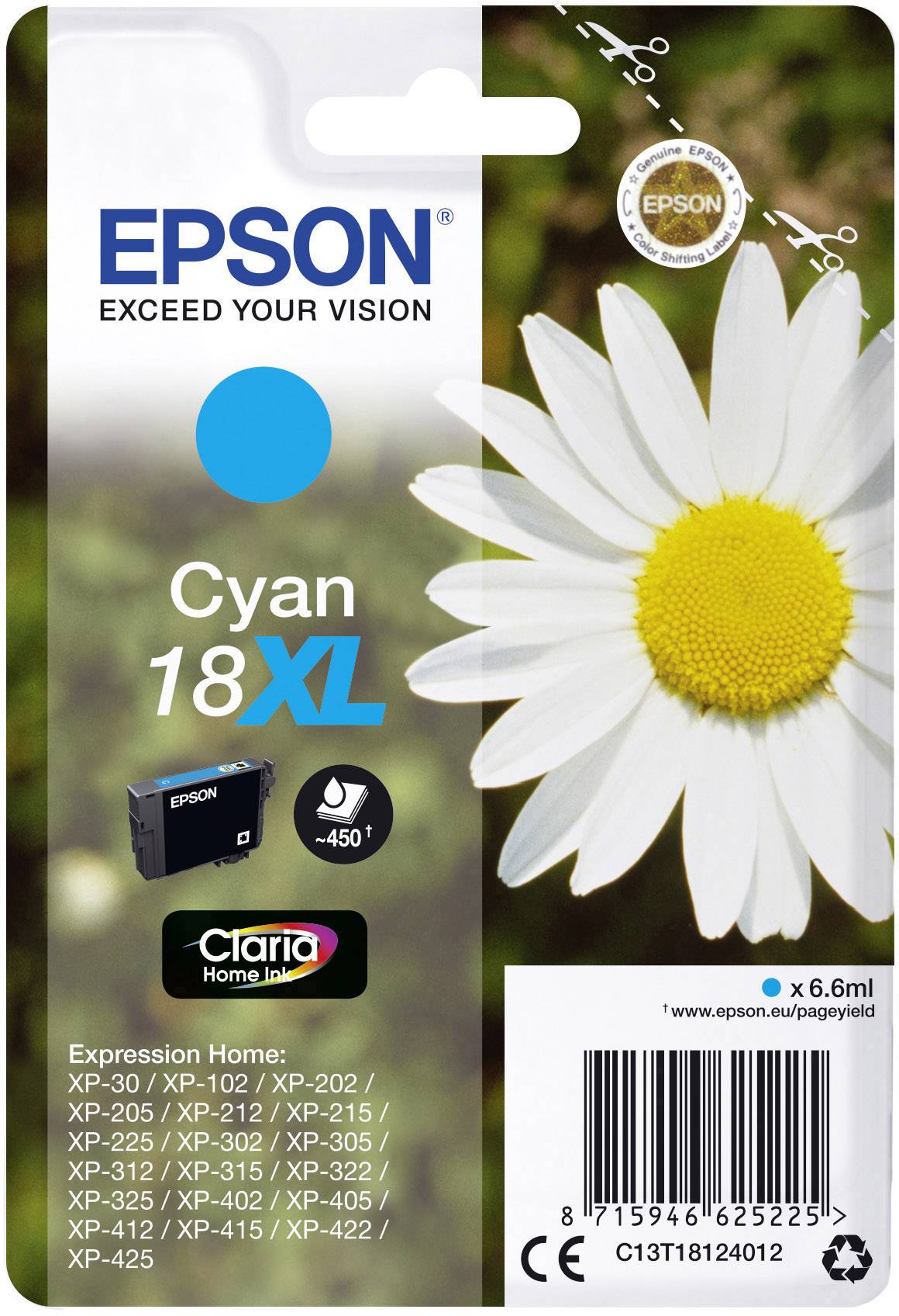 18XL Cyan 450 Seiten Tinte C13T18124012