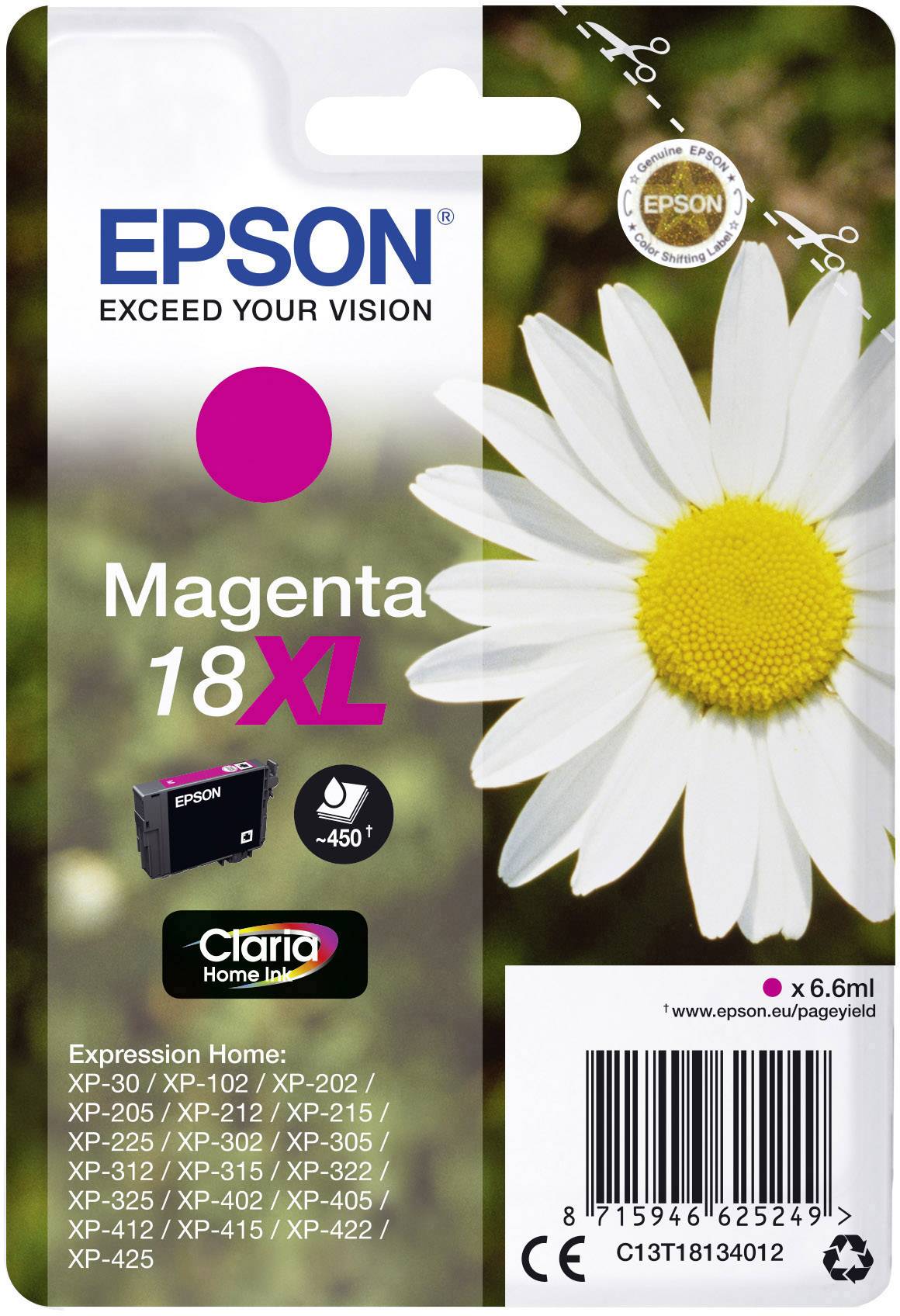 Epson Druckerpatrone T1813, 18XL Original Magenta C13T18134012