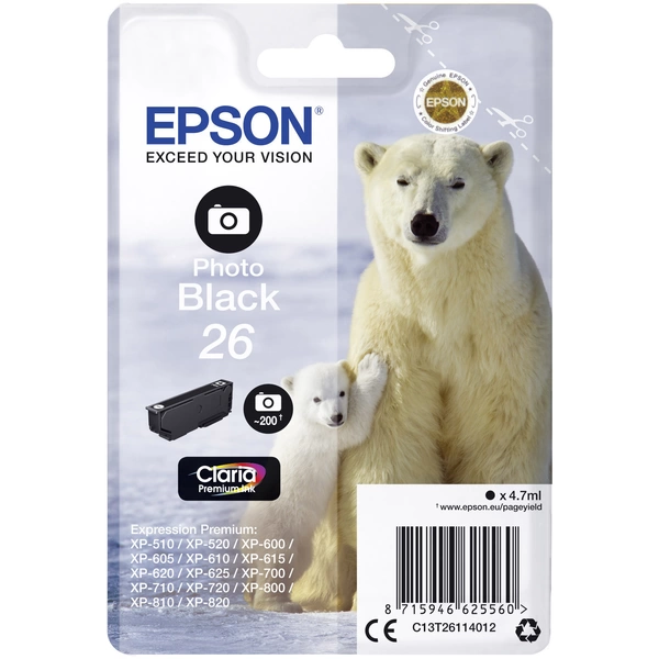 Epson Druckerpatrone T2611, 26 Original Foto Schwarz C13T26114012 Epson Druckerpatrone T2611, 26 Original Foto Schwarz C13T26114012