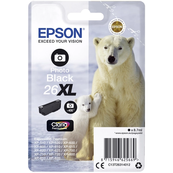 Epson Druckerpatrone T2631, 26XL Original Foto Schwarz C13T26314012 Epson Druckerpatrone T2631, 26XL Original Foto Schwarz C13T26314012